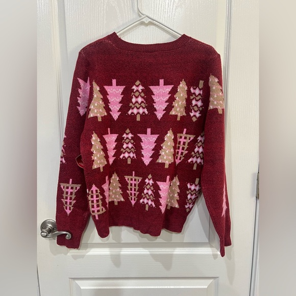 Holiday Time Red and Pink Tree Sweater Size: Large (NWT!!!) - Picture 2 of 6